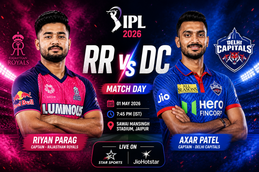 IPL 2026 RR vs DC match