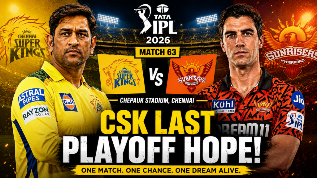 CSK vs SRH IPL 2026 Preview: Dhoni’s Last Chepauk Battle Could Change Playoff Race