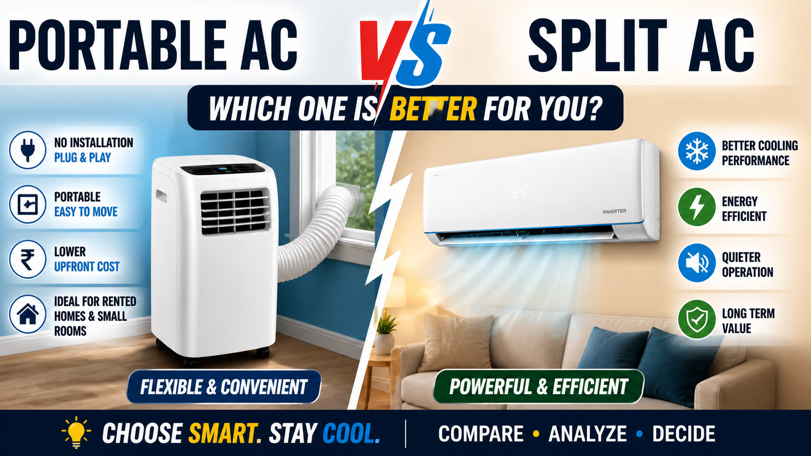 Portable AC vs Split AC: Which One is Better for Your Home in 2026?