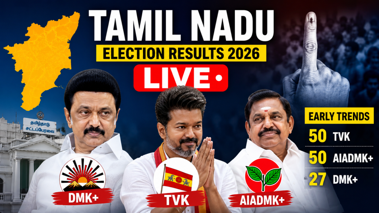 Tamil Nadu Election Results 2026 LIVE: Vijay’s TVK & AIADMK Lead, DMK ...