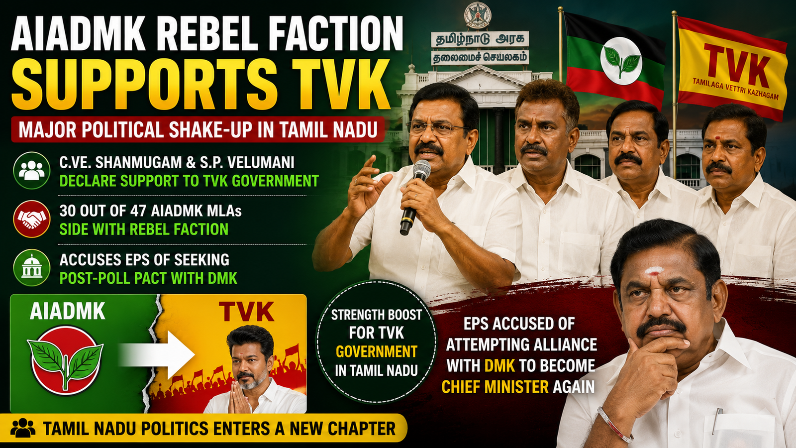 AIADMK Rebel Faction supports TVK: Government, Accuses EPS of Seeking ...